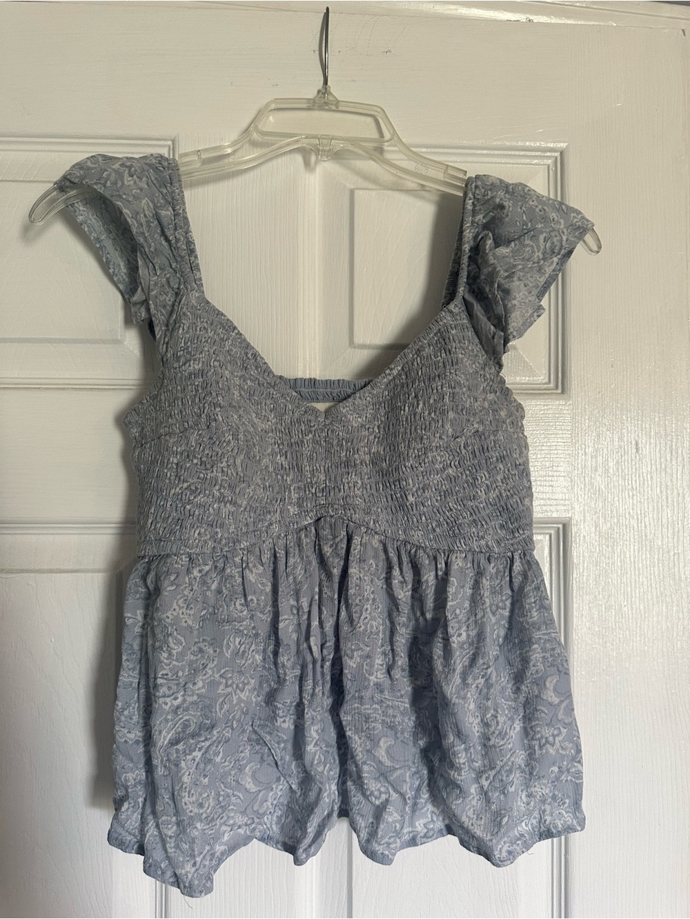 Hollister Light Blue Paisley Smocked Camisole